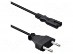 Cable | 2x0.75mm2 | CEE 7/16 (C) plug,IEC C7 female | PVC | 3m | black