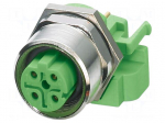 Connector: M12 | socket | PIN: 4 | female | 250V | straight | IP67 | THT