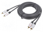 Cable | RCA plug x2,both sides | 3m | black