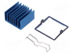 Heatsink: extruded | grilled | BGA | blue | L: 31mm | W: 31mm | H: 17.5mm