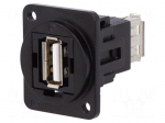 Coupler | USB A socket,both sides | FT | USB 2.0 | metal | 19x24mm