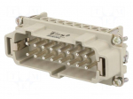 Connector: HDC | contact insert | male | C146 | PIN: 16 | 16+PE | size E16