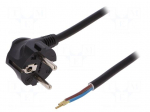 Cable | SCHUKO plug,CEE 7/7 (E/F) plug angled,wires | 10m | black