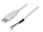Cable | USB 2.0 | USB A plug,wires | 3m | grey | Core: Cu | 24AWG,28AWG
