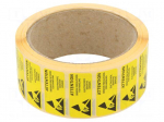 Self-adhesive label | ESD | 16x38mm | 1000pcs | reel | black,yellow