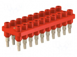 Socket strip | 2mm banana | red | 70VDC | 10A | 33VAC | Sockets: 20 | 12mm