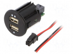 USB power supply | Sup.volt: 12&divide;24VDC | 5V/2.1A | USB A socket x2