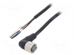 Cable: for sensors/automation | M12 | PIN: 4 | angled | Len: 2m | plug