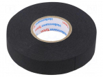 Tape: textile | W: 19mm | L: 25m | Thk: 0.25mm | caoutchouc | black | 15%