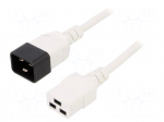Cable | 3x1.5mm2 | IEC C19 female,IEC C20 male | PVC | 1m | white | 16A