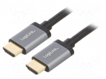 Cable | HDMI plug,both sides | HDMI 2.0 | 1m | black | aluminium