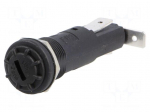 Fuse holder | 6.3x32mm | 250V | on panel | black | UL94V-0 | polyester