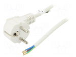 Cable | 3x0.75mm2 | CEE 7/7 (E/F) plug angled,wires | PVC | 2m | white
