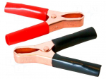 Crocodile clip | 50A | Grip capac: max.29mm | black,red | 2pcs.