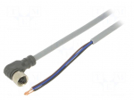 Cable: for sensors/automation | M8 | PIN: 3 | angled | 5m | plug | 60VDC