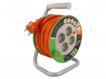 Extension lead | 3x1.5mm2 | 15m | PVC | orange | Sockets no: 4 | reel | 16A