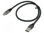 Cable | USB 3.1 | USB A plug,USB C plug | 2m | black-grey | 10Gbps | 15W