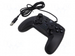Gamepad | black | USB A | wired | analog joysticks,with LED | 1.8m