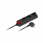 Elektrimaterjalid // Elektri laiendid, Pikendusjuhtmete, hajutuste ja UK ja USA adapterite komplekt // Przedłużacz 3 gniazda 5m typu francuskiego z przełącznikiem (3x1,5mm) Rebel czarny