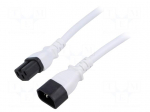 Cable | 3x14AWG | IEC C14 male,IEC C15 female | PVC | 3m | white | 15A