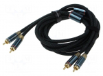 Cable | RCA plug x2,both sides | 8m | Plating: gold-plated | black