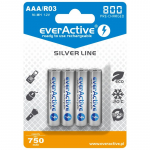 R03/AAA patareid 1.2V everActive Silver line Ni-MH 800 mAh pakendis 4 tk.