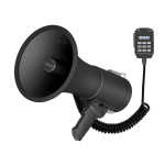 Powerful Megaphone 50W, built-in siren, recording, volume adjustment, Bluetooth playback, handheld microphone, and MP3 socket for sound range over 1200meters. Matte Black