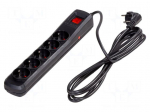 Plug socket strip: protective | Sockets: 5 | 250VAC | 10A | black