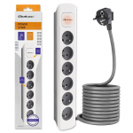 Qoltec Power strip | 6 sockets | 1.8m | White-grey