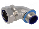 90&deg; angled connector | Thread: metric,non-swivel,outside | brass