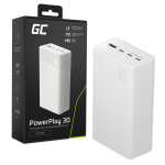 Greencell PowerPlay 30 - white power bank with a capacity of 30,000mAh, 22.5W, 4 ports