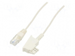 Cable: telephone | RJ45 plug,TAE F plug | 10m | white | Core: Cu