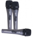 SENNHEISER 3-PACK E835-S, MICROPHONE SET WITH 3X E 835 S, VOCAL MICROPHONE, DYNAMIC, CARDIOID, I/O SWITCH, INCLUDING MICROPHONE BRACKET AND CASES