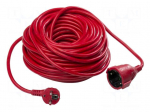 Extension lead | 3G1.5mm2 | 15m | PVC | red | Sockets no: 1 | 16A