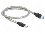 Cable | USB A plug,USB B plug | 0.5m | silver | 24AWG,28AWG | 5Gbps
