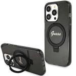 Guess GUHMP15LHRSGSK Hardcase Ring Stand Script Glitter MagSafe for iPhone 15 Pro 6.1" / black