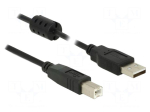 Cable | USB 2.0 | USB A plug,USB B plug | 0.5m | black | 24AWG,28AWG