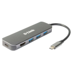 USB-C jaotur D-Link DUB-2333 5-&uuml;hes USB-hub HDMI/USB-PD jaem&uuml;&uuml;k