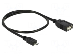 Cable | OTG,USB 2.0 | USB A socket,USB B micro plug | 0.5m | black
