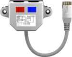 Pāreja RJ45 kontaktdak&scaron;iņa 8p8c - uz ligzdu 2x 8p4c (10/100 BaseT)