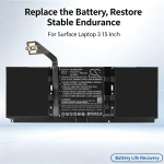 6000mAh Battery for Microsoft G3HTA057H, Surface Laptop 3 1872, Surface Laptop 3 1873, Surface Laptop 3 15