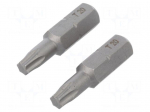 Screwdriver bit | Torx&reg; | TX20 | Overall len: 25mm | 2pcs.