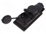 Connector: AC supply | socket | 2P+PE | 250VAC | 16A | black | IP44