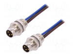 Connector: M8 | 0.2m | male | PIN: 3 | socket | 60V | IP67 | Polarisation: A
