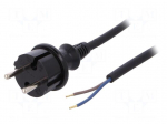 Cable | CEE 7/17 (C) plug,wires | 3m | black | PVC | 2x1mm2 | 16A | 250V