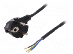 Cable | SCHUKO plug,CEE 7/7 (E/F) plug angled,wires | 10m | black