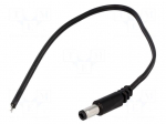Cable | wires,DC 5,5/2,5 plug | straight | 0.5mm2 | black | 3m
