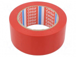 Tape: warning | red | L: 33m | W: 50mm | self-adhesive | Thk: 0.15mm | 160%