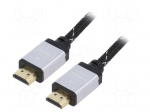 Cable | HDMI plug,both sides | textile | HDMI 2.0 | 1m | black | 30AWG