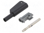 Laboratory connector: 4mm banana | 19A | 1kV | black | 1mm2 | screw
